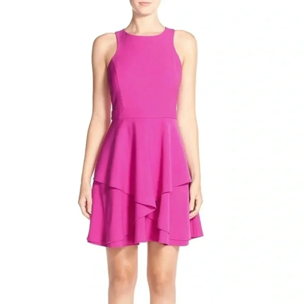 Adelyn Rae Gabardine Ruffle Fit and Flare Dress Size XS